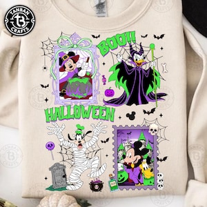 Halloween Mouses And Friend Png, Retro Halloween Cartoon Png, Spooky Season Png, Trick Or Treat Png, Spooky Halloween Png Design