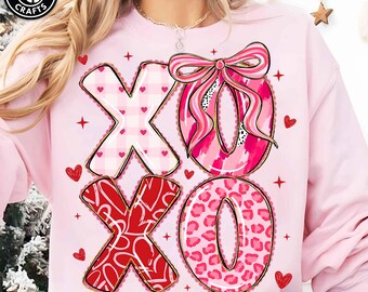Brushstroke Valentine XOXO Png, Valentine Couple Matching Shirt Png, Varsity Valentine Png, Love XOXO Png, Brushstroke Crochet Valentine Png
