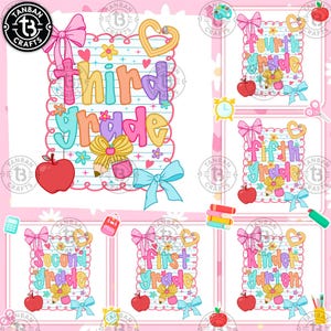 Back To School Png Bundle, Preppy Teacher Png, First Day Of School Png,  Girly Coquette Sublimation, Pink Bow Pre-k 1st/2nd/3rd/4th Grade