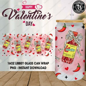 Valentine Libbey Can Wrap Png, Valentine Glass Can 16oz, Candy Heart Libbey 16oz, Valentine Love Glass Can 16oz, Heart Valentine Glass Can