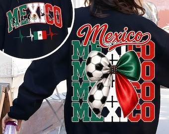 Coquette Mexico Soccer 2026 PNG, Mexico National Team Fan Graphic, Mexico Football Design Png, Viva Mexico Soccer Png, Mexico World Cup 2026