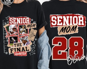 Senior Football Mom Canva Template PNG, Custom Photo Name & Number, Class of 2027 Football Design, Game Day Mom Shirt, Digital Download