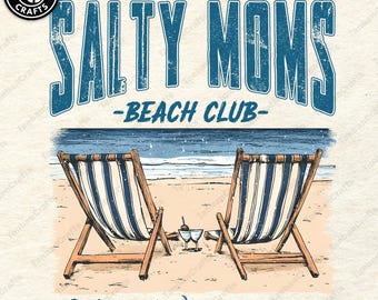 Retro Salty Moms Beach Club Png, Trendy Summer Vibes Png, Aesthetic Beach Shirt Design Png, Retro Beach Girl Png, Funny Sarcastic Mama Png