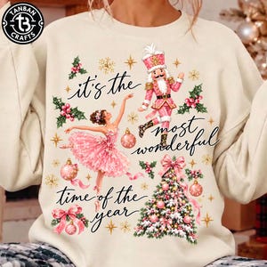 Preppy Nötknäppare Jul PNG, Retro Nötknäppare Balett Design, Rosa Jul PNG, Flickig Julgrafik, Vintage Jul Sublimering