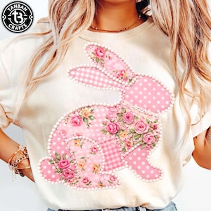 Coniglietto pasquale patchwork png, coniglietto pasquale civetta png, Pasqua png, Pasqua preppy png, Pasqua civetta png, coniglietto pasquale retrò png