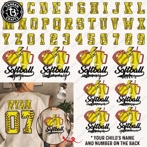 Custom Softball Mama Png Bundle, Softball Alphabet Png, Softball Mom Png, Softball Season Png, Sports Mom Png, Digital File