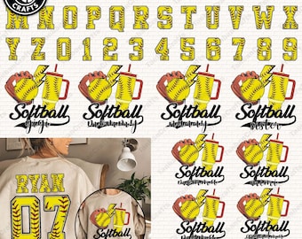 Custom Softball Mama Png Bundle, Softball Alphabet Png, Softball Mom Png, Softball Season Png, Sports Mom Png, Digital File