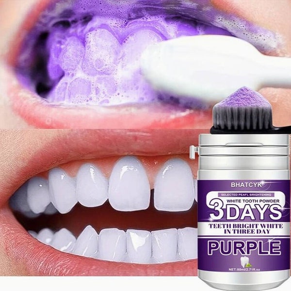 White Teeth Purple Powder, Deep Cleaning Formula, Fresh Mint Flavor For Daily Oral Care, Travel Size, Gift idea, Freshen your look