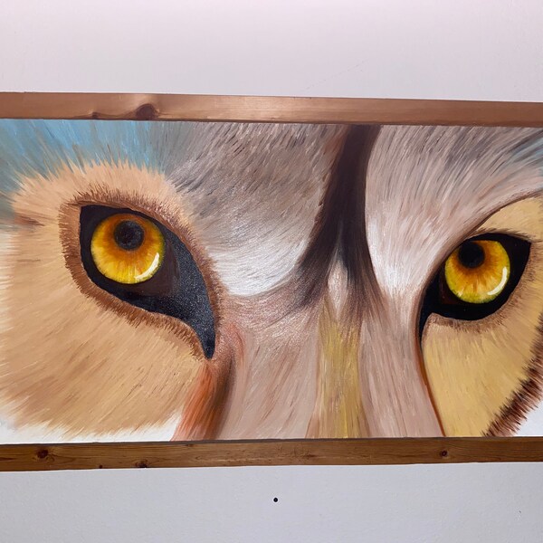 Wild kind handgeschilderde poema ogen canvas op olieverfschilderij