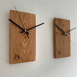 Moderne Wanduhr, Design Holzuhr aus Eiche rechteckig Bild 4