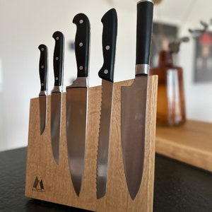 Knife block, knife board, knife stand, knife holder made of wood, oak without knives