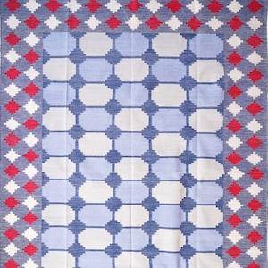 Modern Kilim Rug, Handwoven Cotton Flatweave area rug in natural dyes, Artisan Made, Large Area Rug for Bedroom, Living area