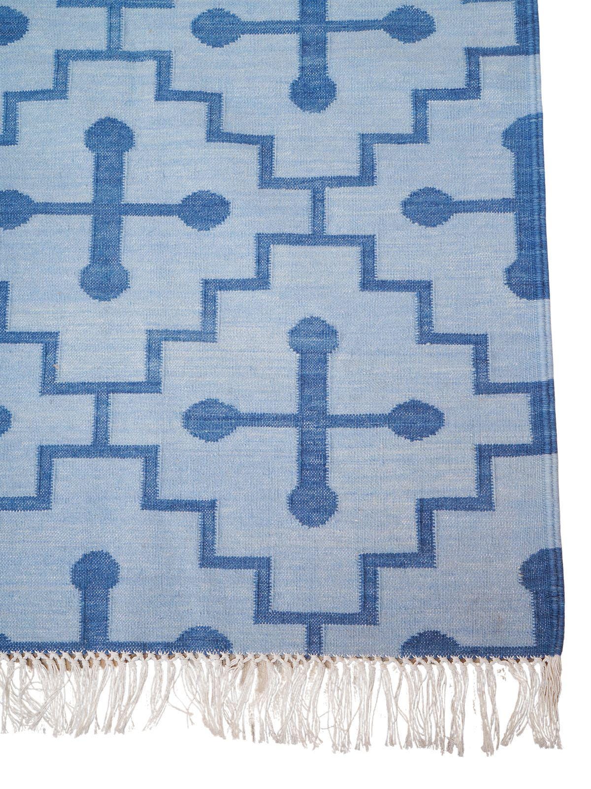 幾何学模様の手織りウールラグ 手織りウールラグ – エレガントな幾何学模様の平織り、職人による