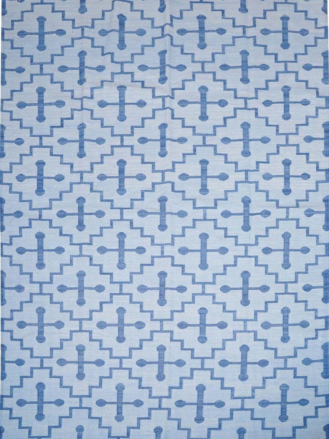 手織りウールラグ – エレガントな幾何学模様の平織り、職人による