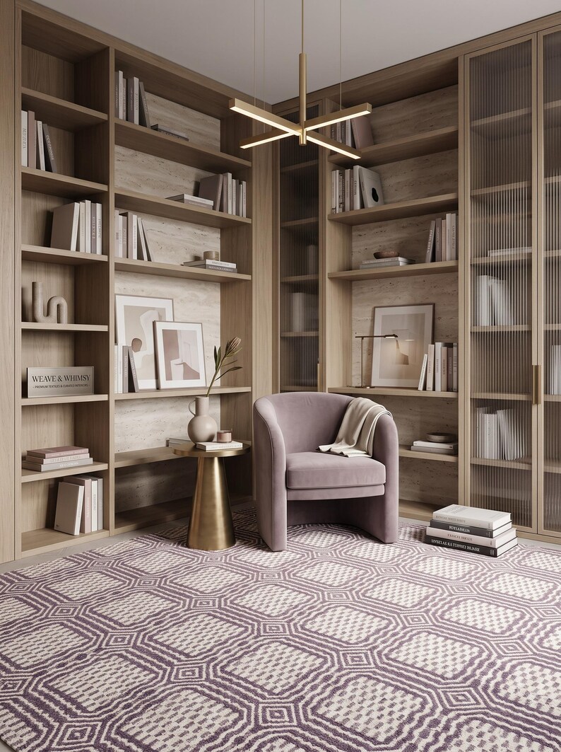 Grey Wool Handloom Rug | Modern Geometric Squares | Handmade Designer Area Rug for Living Room & Curated Interiors in Custom Options image 4