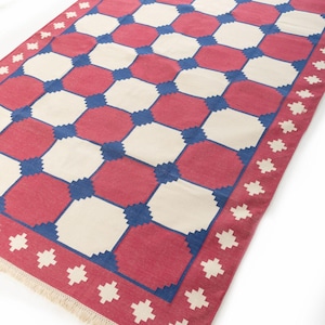 Modern Kilim Rug, Handwoven Cotton Flatweave area rug in natural dyes, Artisan Made, Large Area Rug for Bedroom, Living area