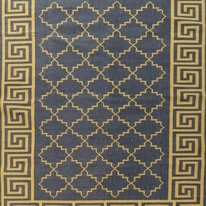 Handwoven Cotton Flatweave area rug in natural dyes, Blue and pink area rug and hallway runner, Available in bespoke sizes and colours