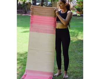 Handwoven Cotton Yoga Mat, Eco-Friendly Exercise Mat