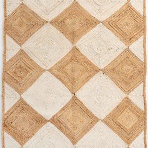 Diamant geflochtener Juteteppich, Teppich aus Naturfaser Bild 1
