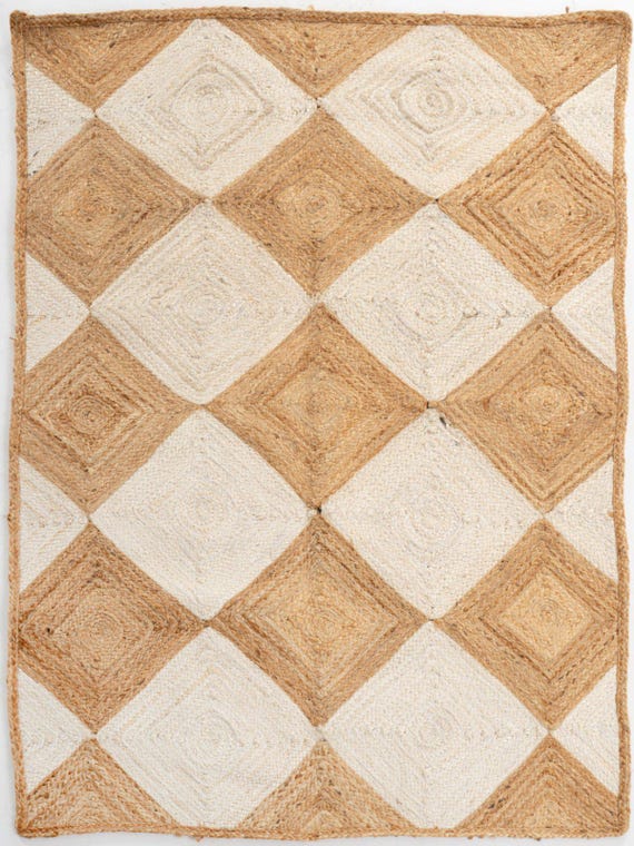 Diamond Braided Jute Rug, Natural Fiber Area Rug