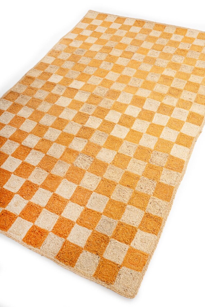 Wellington Checkered Jute Rug, Custom Jute Rug for Living Area, Bedroom ...
