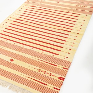 Handwoven Cotton Flatweave area rug in natural dyes, Stripes Flatweave Rug | Artisan Made | Minimalist & Sustainable Decor, Large Area Rug