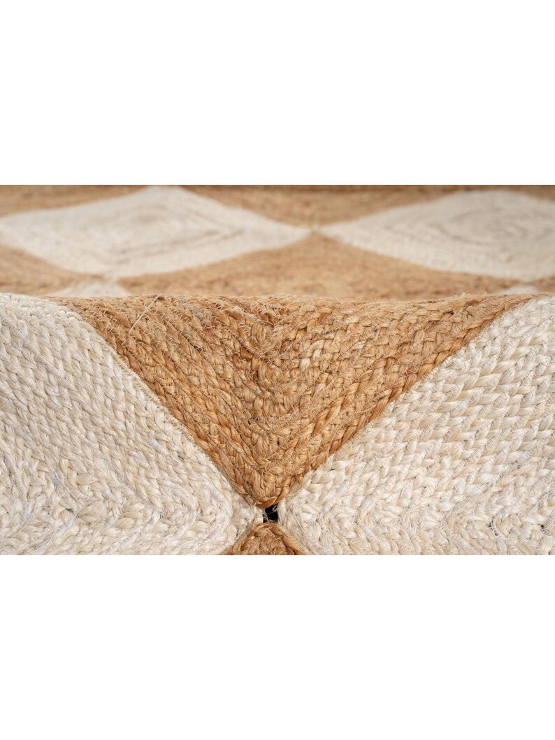 Diamant geflochtener Juteteppich, Teppich aus Naturfaser Bild 7