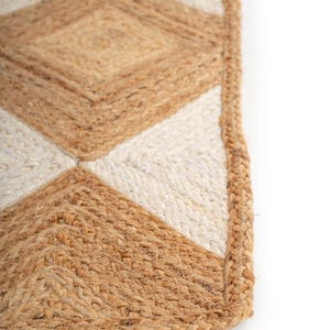 Diamant geflochtener Juteteppich, Teppich aus Naturfaser Bild 4