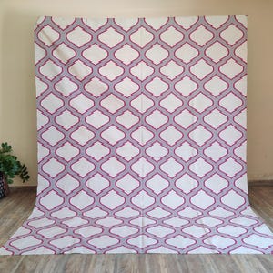 Handwoven Cotton Flatweave Rug – White with Pink Moroccan Trellis Design | Large Area Rug for Living Room, Bedroom & Dining bespoke colours