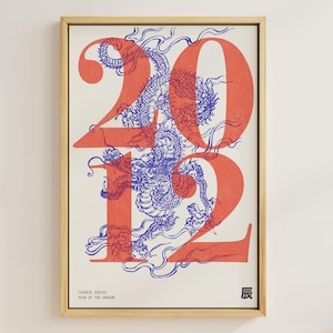 2012 | Year of the Dragon | Chinese Zodiac Art | Astrology Printable Art