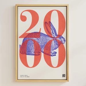 2000 | Year of the Rabbit | Chinese Zodiac Art | Astrology Printable Art