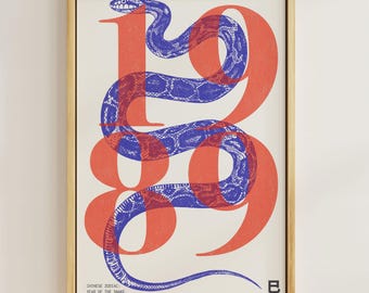 1989 | Year of the Snake | Chinese Zodiac Art | Astrology Printable Art