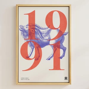 1991 | Year of the Goat | Chinese Zodiac Art | Astrology Printable Art