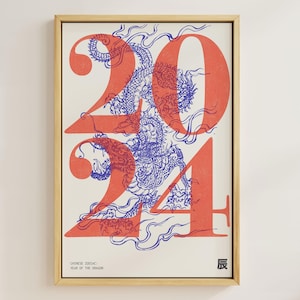 2024 | Year of the Dragon | Chinese Zodiac Art | Astrology Printable Art