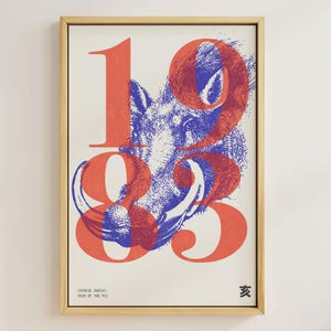 1983 | Year of the Pig | Chinese Zodiac Art | Astrology Printable Art
