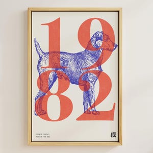1982 | Year of the Dog | Chinese Zodiac Art | Astrology Printable Art