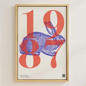 1987 | Year of the Rabbit | Chinese Zodiac Art | Astrology Printable Art