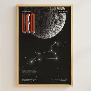 Löwe Sternbild Poster - Minimalistische Sternzeichen Wandkunst für Astrologie-Liebhaber | Löwe Sternzeichen Print | Digitaler Download