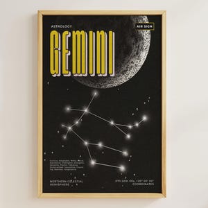 Zwillinge Konstellation Poster - Minimalistische Sternzeichen Wandkunst für Astrologie Liebhaber | Zwillinge Sternzeichen Druck | Digitaler Download