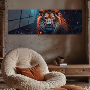 Lion Glass Wall Art | Majestic Tempered Glass Wall Decor | Modern UV Printed Big Lion Artwork for Living Room & Office