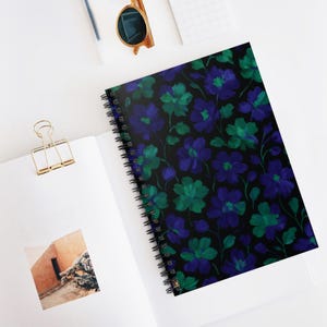 Carnet de notes florales à spirales : carnet de notes manuscrites pour l'école, le travail ou un cadeau