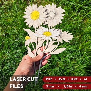 Daisy flower SVG, Laser Cut Files, Wooden Flowers, Spring Wildflowers, Rustic home decor, DIY Gift, Birth Flower SVG, digital download.