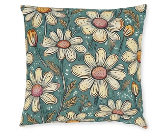 Floral Throw Pillows: Vintage Daisy Flower Cushion