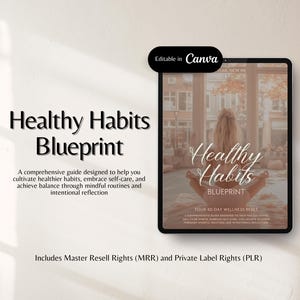 Healthy habits ebook Holistic wellness PLR MRR DFY digital product plr Private label right Wellness workbook Master resell right mrr journal