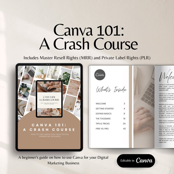 Canva 101: Ein Canva-Crashkurs mit Master-Resell-Rechten (MRR) und Private-Label-Rechten (PLR). Ein speziell für Sie erstelltes digitales Canva-Kursprodukt