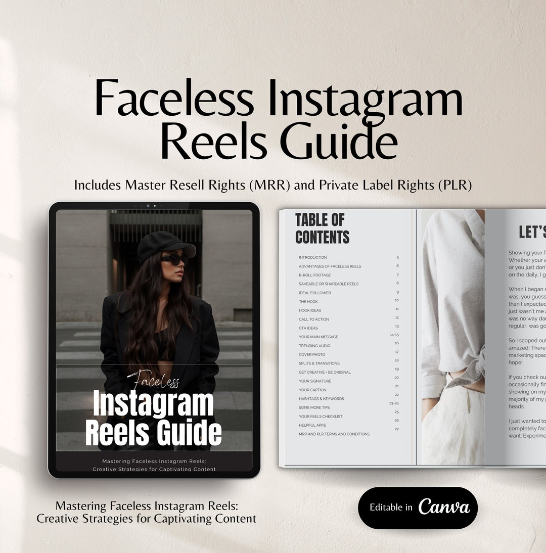 Faceless Instagram Reels Guide With Master Resell Rights MRR and ...