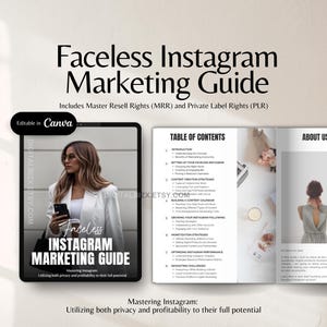 Faceless Instagram Marketing Guide w Master Resell Rights MRR & Private Label Rights PLR Instagram Guide Digital Marketing Faceless Account