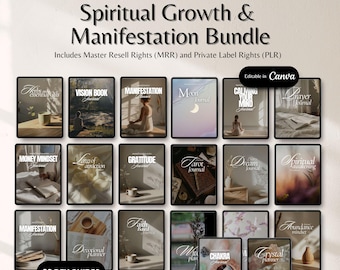 MRR PLR Spiritual Growth & Manifestation Bundle Spiritual Journals and Planners Law of Attraction Mindfulness Faith Moon and Chakra Journals