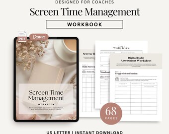 Screen Time Management Workbook Mindful Digital Detox Planner Screen Time Tracker Wellness Workbook Productivity Planner Wellness Workbook