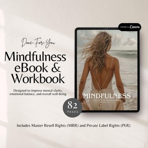 Mindfulness Workbook and eBook Mindfulness Exercises Meditation Worksheets Coaching Workbook PLR MRR Products Mindfulness Guide DFY Products